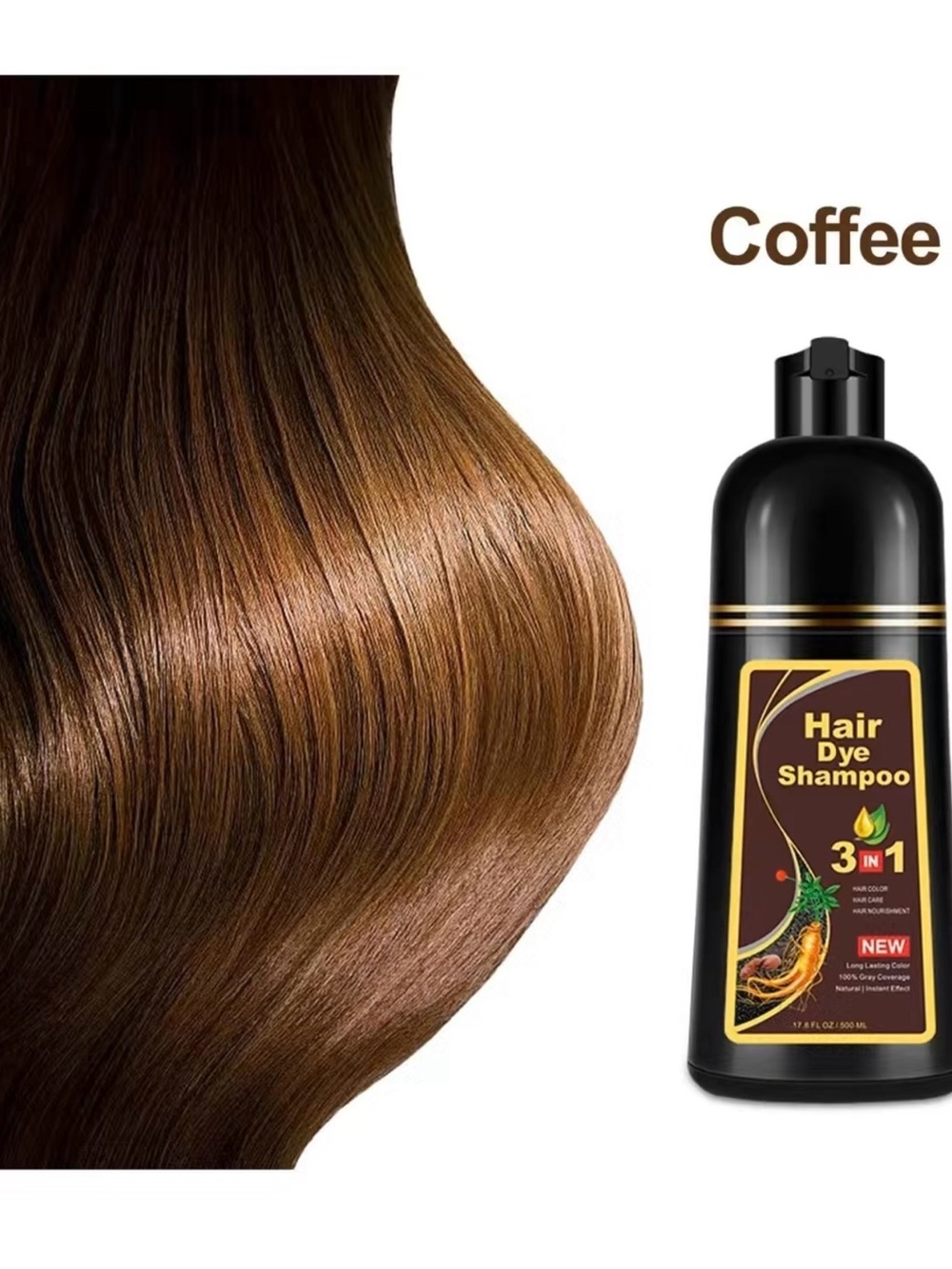 Hair Dye Shampoo 3-in-1 in Coffee Brown - Conditioning Color Treatment